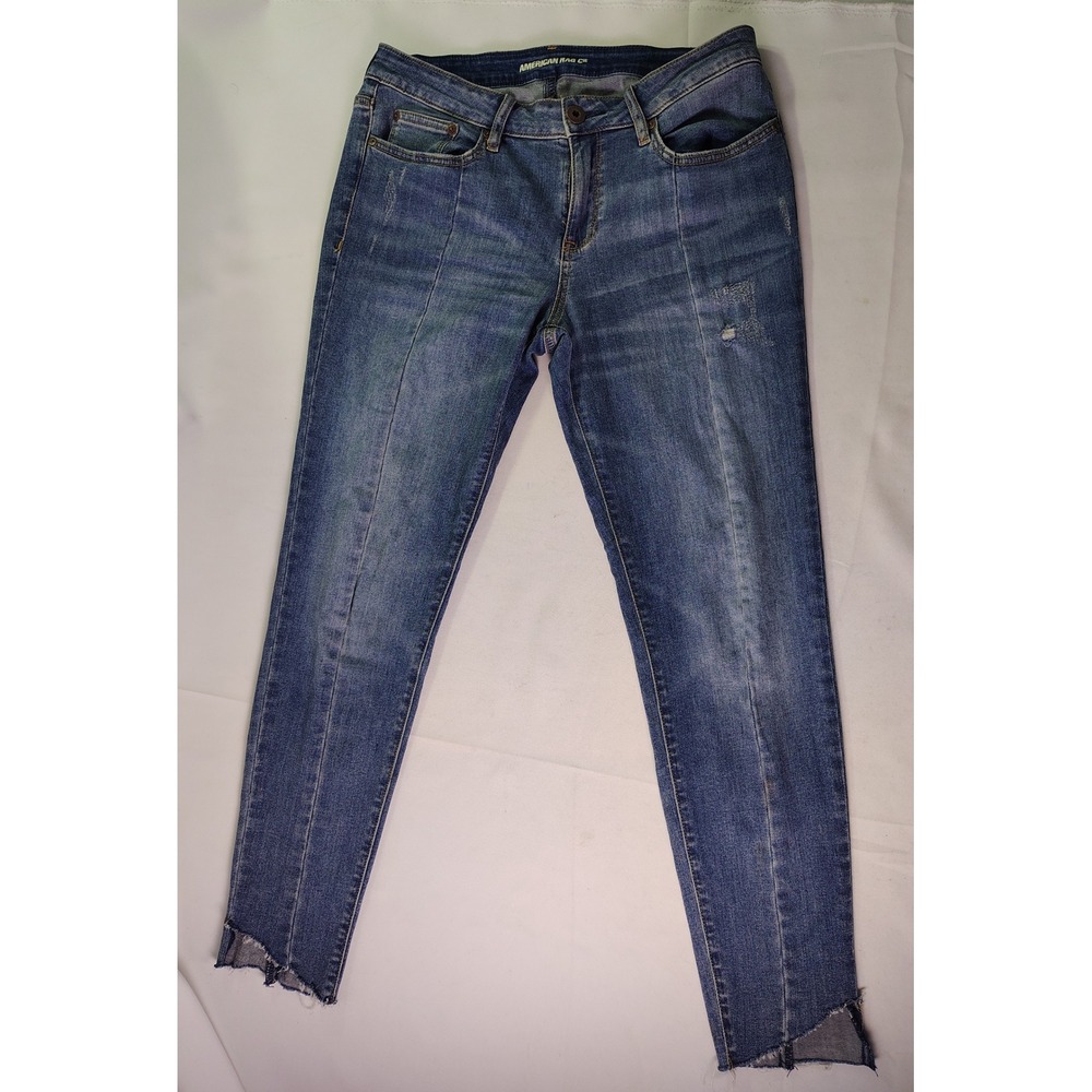 American Rag Cie Womens Size 11 Blue Seamed Step Hem Skinny Jeans Distressed